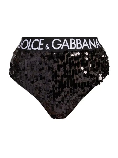 Трусики-бикини с логотипом и пайетками DOLCE&GABBANA, неро