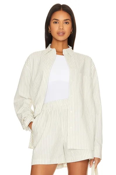 Рубашка ANINE BING Braxton, цвет Ivory & Blue Monogram Stripe