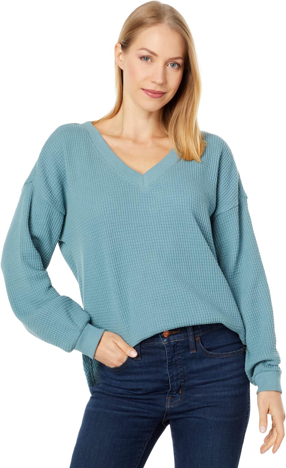 Рубашка Madewell Spindrift V-Neck Long Sleeve, цвет Steely Ocean