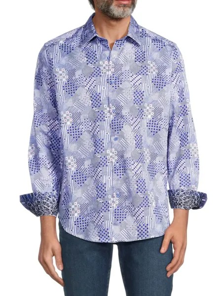 Рубашка с принтом классического кроя Montgomery Robert Graham, синий