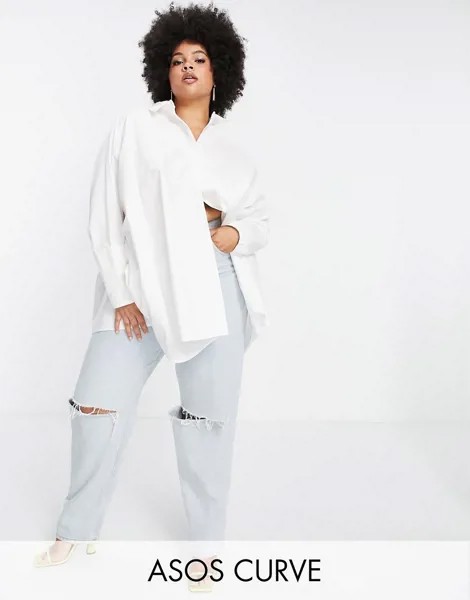 Белая хлопковая oversized-рубашка ASOS EDITION Curve-Белый