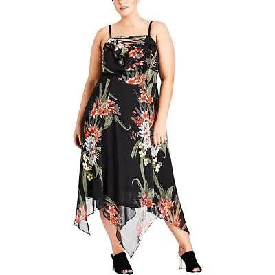 Женское черное шифоновое длинное платье макси City Chic с цветочным принтом XL BHFO 6246