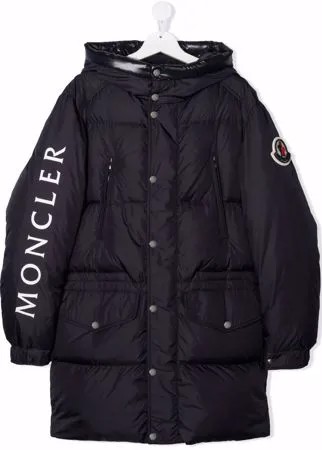 Moncler Enfant пуховик с капюшоном и логотипом