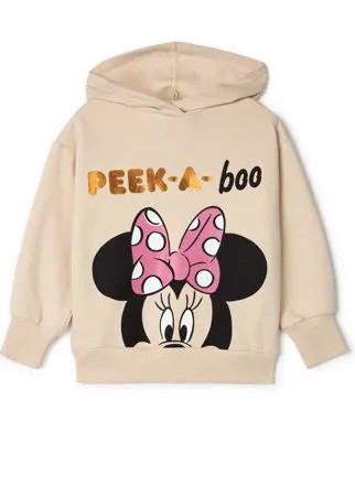 Бежевое худи oversize с принтом Disney для девочки Gloria Jeans