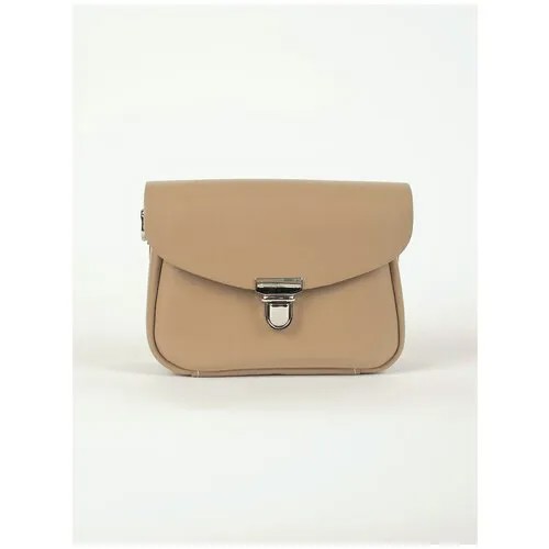 Женская поясная сумка из натуральной кожи бежевая A001 beige mini Divalli