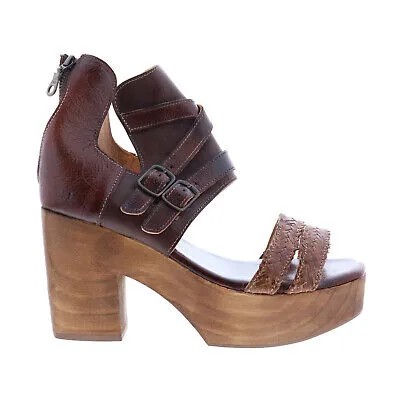 Bed Stu Humes F377002 Женские коричневые кожаные туфли на каблуке с ремешком на липучке 10