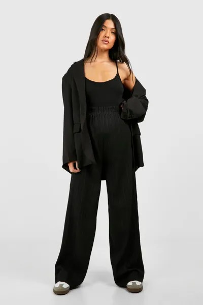 Текстурированные широкие брюки для беременных boohoo, черный