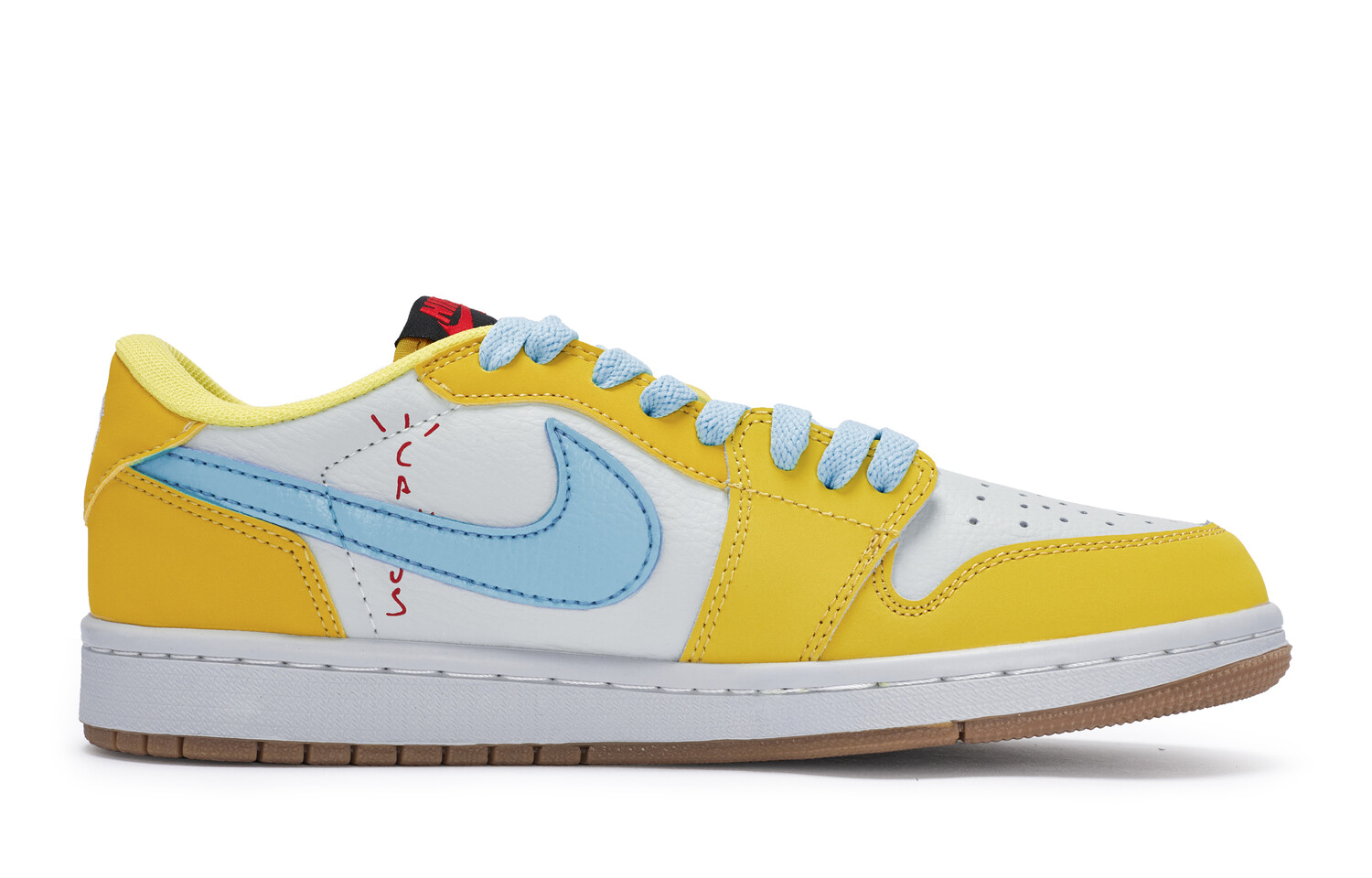 Кроссовки Travis Scott Air Jordan 1 Vintage Basketball Shoes Women's Low-top White/Blue/Yellow/Red, красный