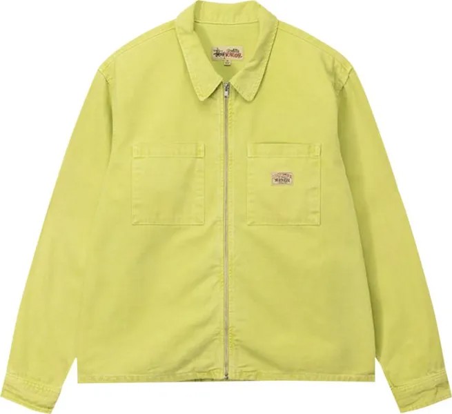 Рубашка Stussy Washed Canvas Zip Shirt 'Lime', желтый