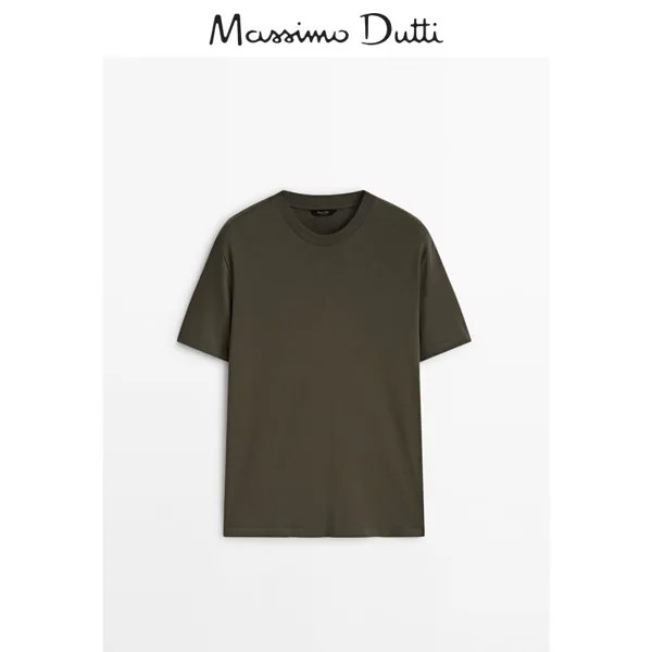 Футболка мужская Massimo Dutti с короткими рукавами и круглым вырезом, зеленый