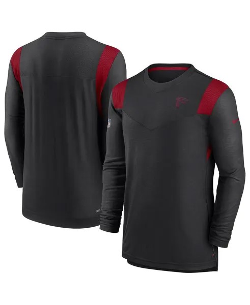 Мужская черная футболка с длинным рукавом atlanta falcons sideline с логотипом performance player Nike, черный