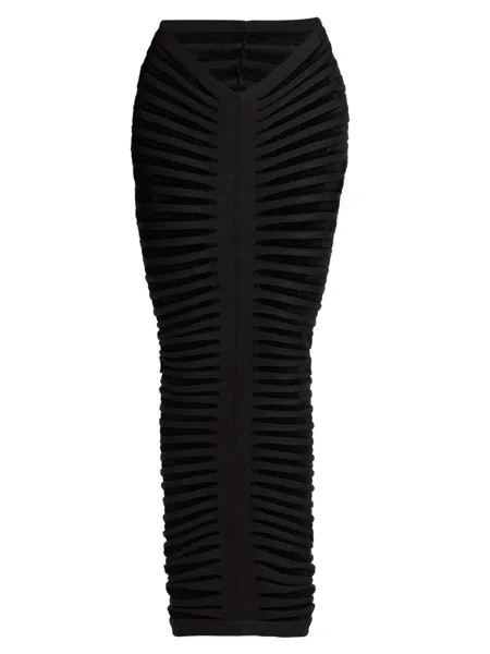 Макси-юбка с 3D рюшами Alaïa, черный