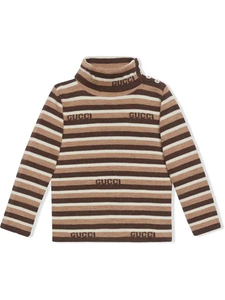 Gucci Kids полосатый джемпер с высоким воротником