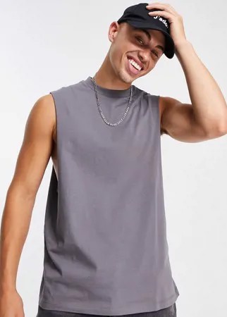 Черная выбеленная майка свободного кроя из органического хлопка ASOS DESIGN-Черный цвет