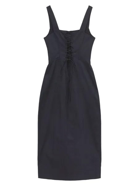 Платье миди со шнуровкой Sutton STAUD, черный