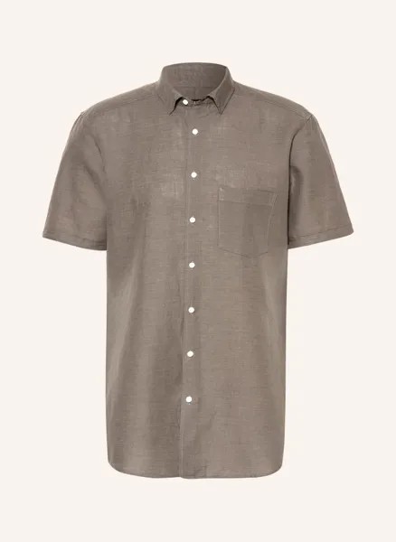 Рубашка STROKESMAN'S Modern Fit mit Leinen, оливковый