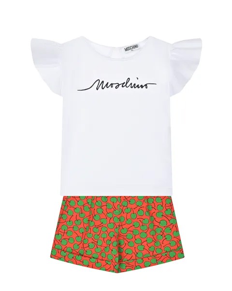 Комплект: футболка с рюшами и шорты Moschino