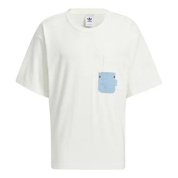 Футболка Adidas originals Colorblock Pocket Casual Round Neck Short Sleeve White T-Shirt, Белый