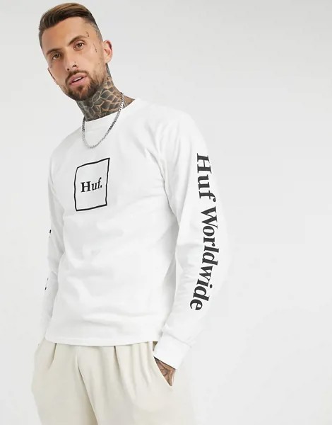 Белый лонгслив HUF