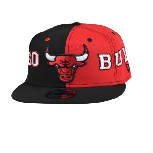 Мужская бейсболка New Era NBA Chicago Bulls Team Split 9Fifty черно-красная
