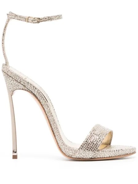 Casadei босоножки Blade 120 с эффектом металлик, нейтральный цвет