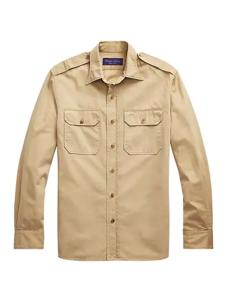 Классическая рубашка Raleigh в стиле милитари Ralph Lauren Purple Label, цвет classic tan