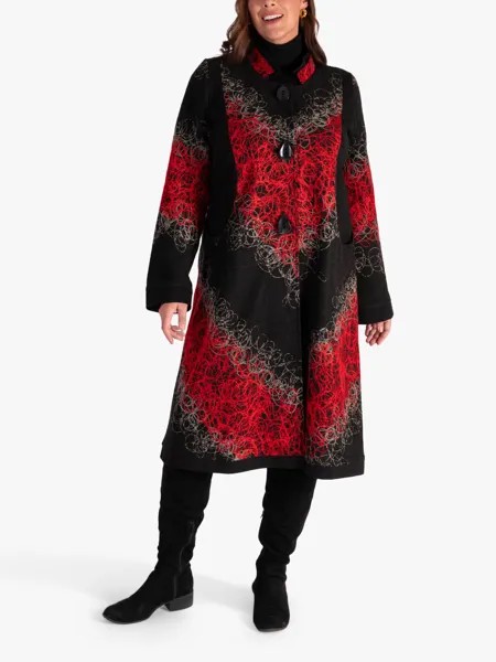 Пальто с вышивкой Scribble chesca, черный красный