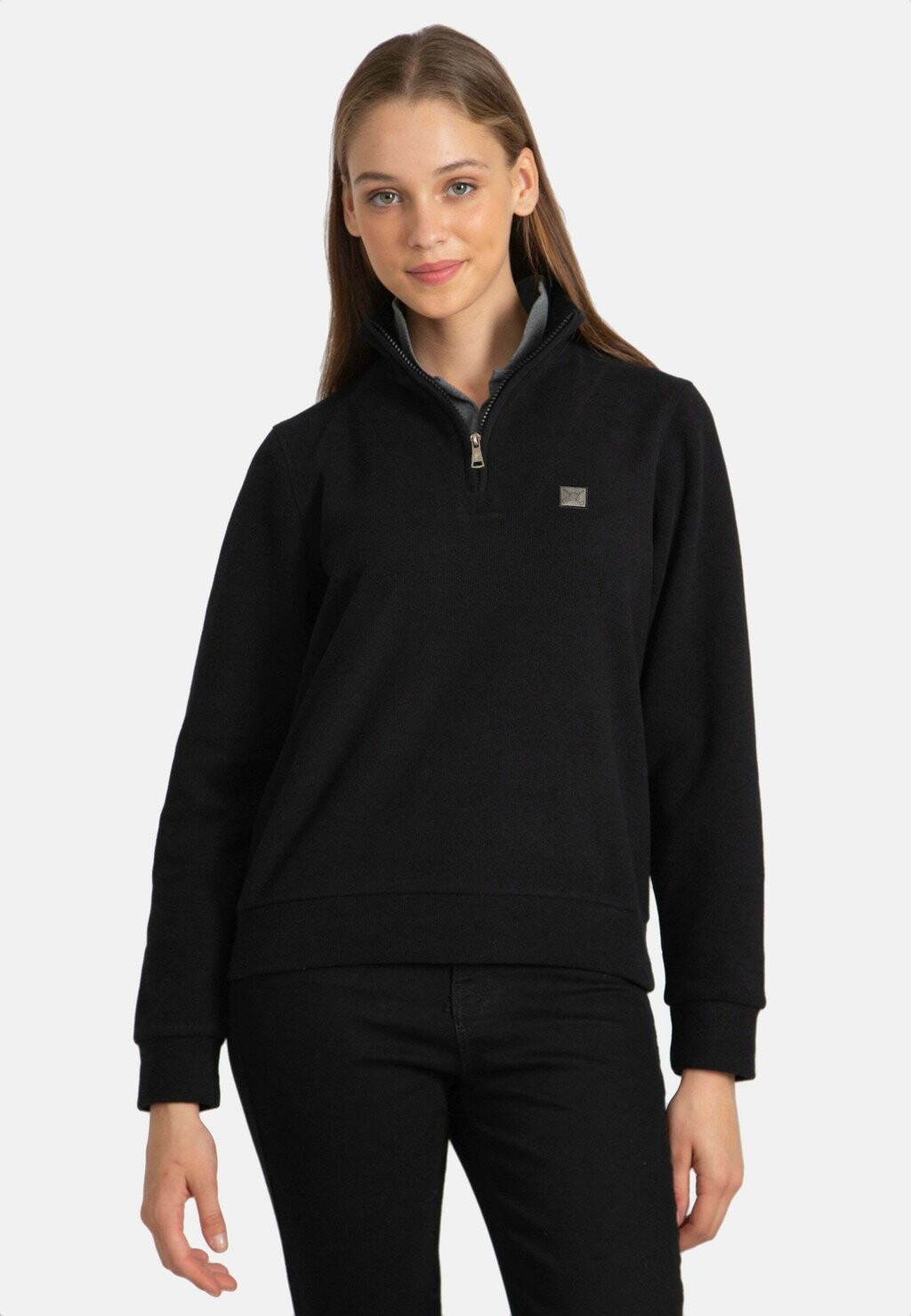 Джемпер Double Neck Half Zip Sweatshirt Jacey Quinn, черный