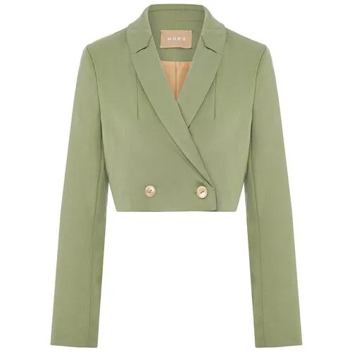 Пиджак MORU, укороченный, силуэт свободный, размер 44, зеленый