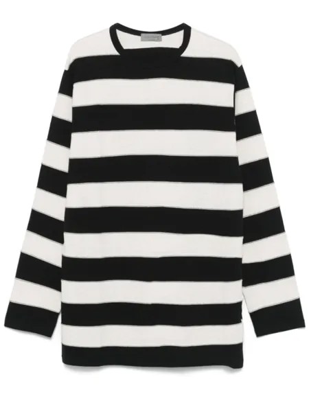 Yohji Yamamoto полосатая футболка с длинными рукавами, нейтральный цвет