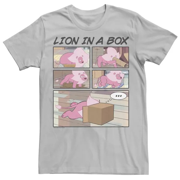 Мужская футболка Cartoon Network Steven Universe Lion In A Box с комиксами Licensed Character, серебристый