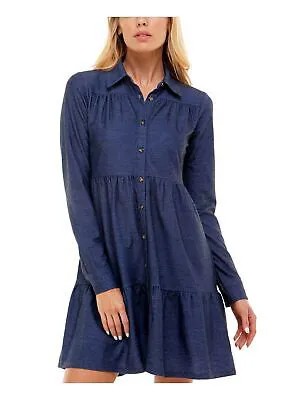 ULTRA FLIRT Женское синее короткое платье-рубашка с застежкой на пуговицы для юниоров S