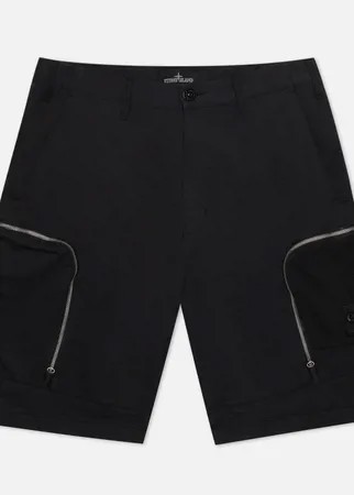 Мужские шорты Stone Island Shadow Project Cargo Black Weaved Cotton Satin, цвет чёрный, размер 54