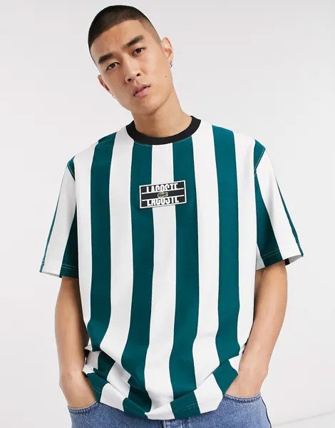 Зеленая футболка в полоску с логотипом Lacoste L!VE-Зеленый