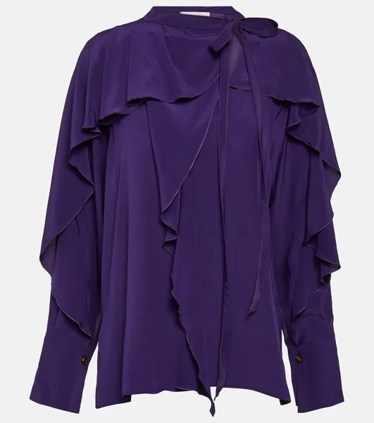 Шелковая блузка с оборками Victoria Beckham, фиолетовый
