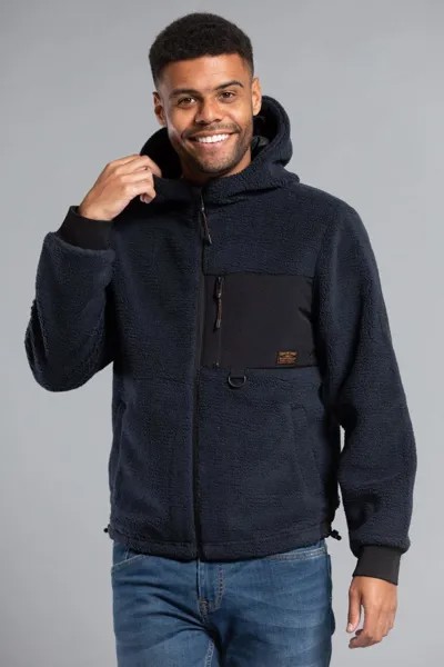 Флисовая куртка на молнии с капюшоном Borg Tokyo Laundry, синий
