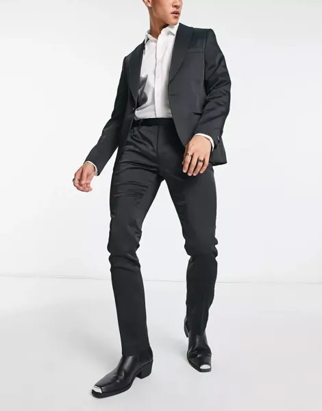 Черные костюмные брюки Twisted Tailor Draco