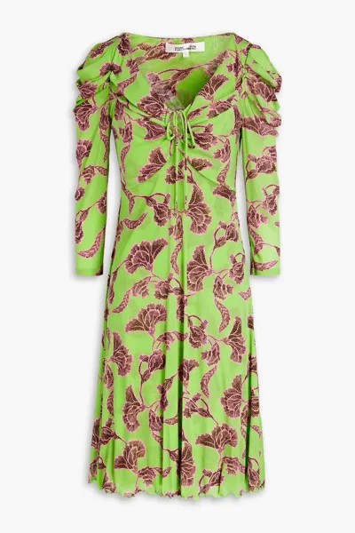 Платье из эластичной сетки с принтом Merlot Diane Von Furstenberg, цвет Leaf green