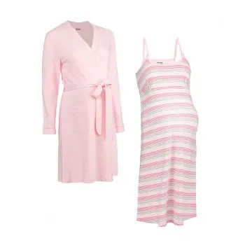 Ночная сорочка и халат для беременных, розовый