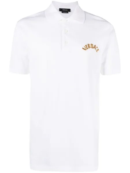 Versace рубашка поло с узором Seashell Baroque, белый