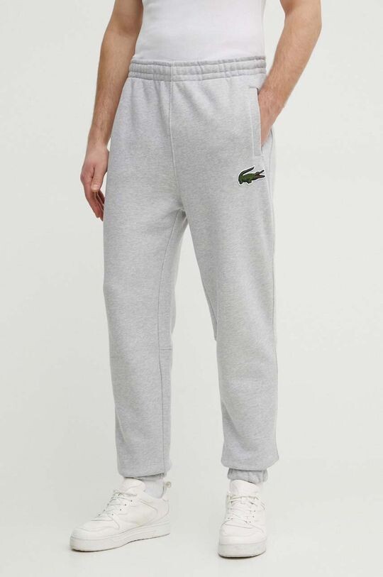 Хлопковые спортивные штаны Lacoste, серый