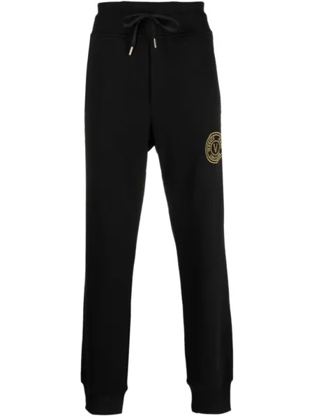 Versace Jeans Couture спортивные брюки с вышитым логотипом, черный