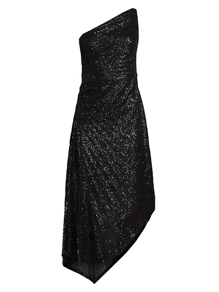 Асимметричное платье Ava с пайетками Ungaro, черный