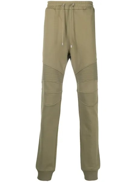 Balmain спортивные брюки со вставками в рубчик, зеленый