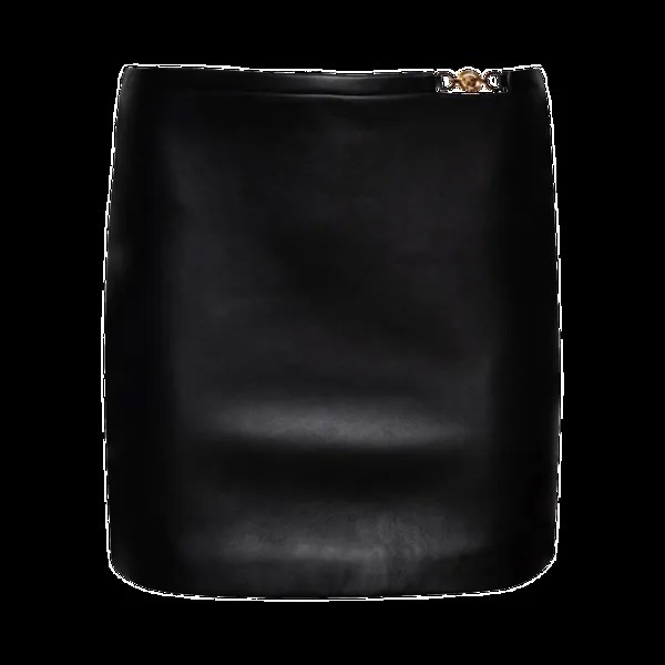 Юбка Versace Art Denver Plonge Leather Mini 'Black', черный