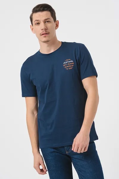 Хлопковая футболка с логотипом Austin Mustang, синий
