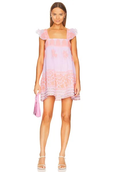 Платье juliet dunn Baby Doll in, цвет Pale Pink & Neon Orange
