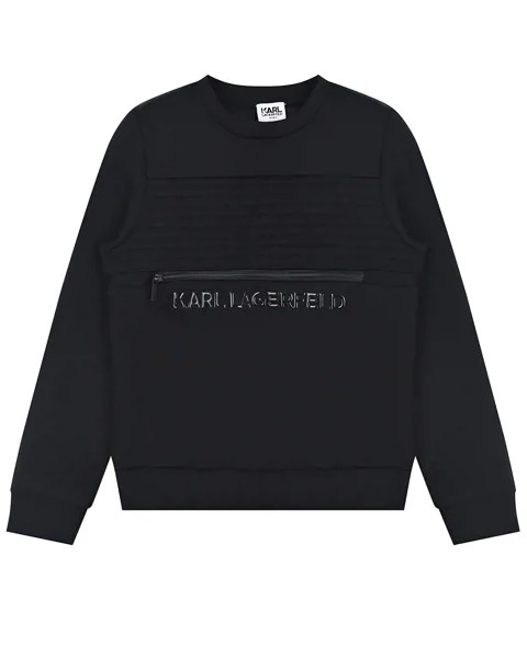Черный свитшот с карманом на молнии Karl Lagerfeld kids детский