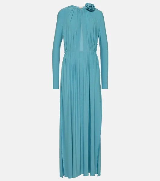 Платье с цветочной аппликацией и вырезом Magda Butrym, синий