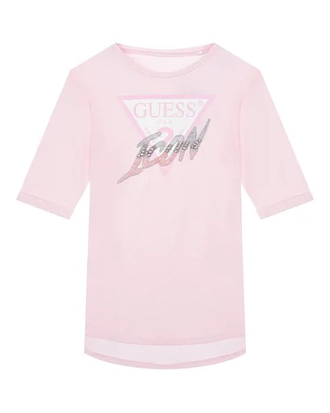 Розовая футболка с рукавами 3/4 Guess детская